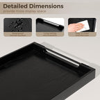 Axeman Wooden Serving Tray with Metal Handles|Ottoman Tray for Breakfast, Bed, Couch|17x13in Ash Wood Coffee Table Trays|Food Drinks Decorative Storage Boards for Ottoman Kitchen, Black