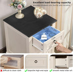 18" Farmhouse Night Stand with 3 Drawers, Wood End Table Dresser for Bedroom, White Nightstand, Bed Side Table with Metal Handle, Bedside Cabinet for Bedroom Living Room, Closet