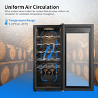 Wine Cooler Refrigerator 18 Bottles, Small Wine Fridge Mini Wine Fridge Countertop with Glass Door Wine Cellars for Red Wine, Champagne, Dry White Wine, Sparkling Wines