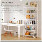 4NM No Assembly Foldable Bookshelf, 6-Shelf Collapsible Bookcase Storage for Small Spaces, 74" H, All White