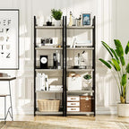 NUMENN Narrow Bookshelf, 5 Tier Bookshelves, Home Office Bookcase Shelf Storage Organizer, Free Standing Storage Shelving Unit for Bedroom, Living Room and Home Office, Grey