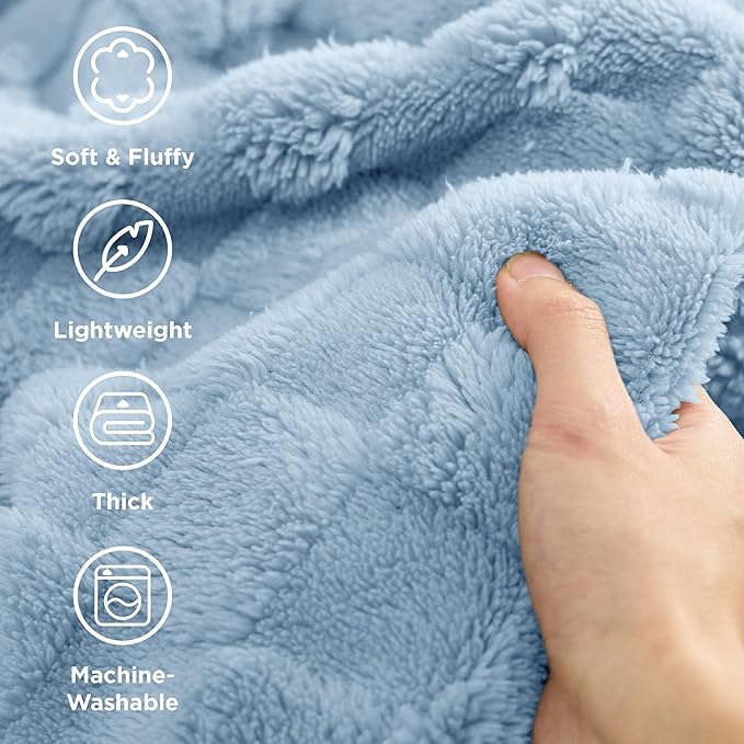 Bedsure GentleSoft Light Blue Throw Blanket for Couch - Super Soft Cozy Blankets Gifts for Women Men Girls, Cute Small Fleece Throws for Bedroom Home Decor, 50x70 Inches