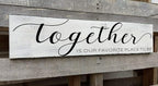 Farmhouse Bedroom Wall Art, Together is Our Favorite Place to Be,Rustic Wood Wall Hanging Quotes Master Bedroom Signs Family Plaque Home Decor for Wedding Decorations (Together) 4x16 Inch