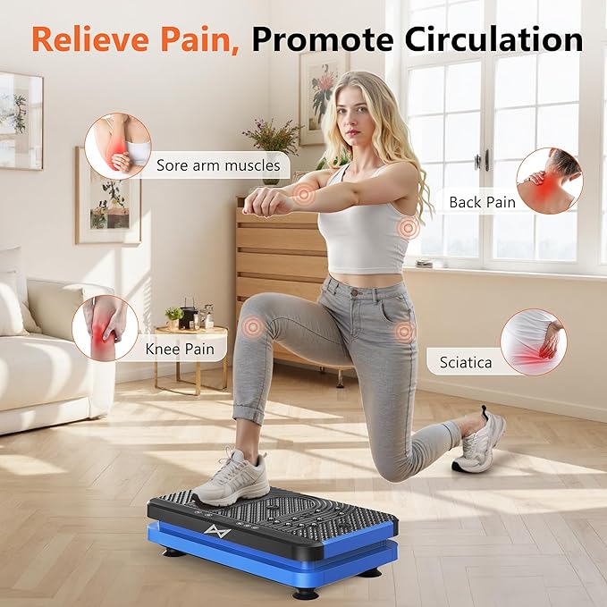 AXV Vibration Plate Fitness Platform Exercise Machine Vibrating Lymphatic Drainage Shaking Full Body Shaker Workout Vibrate Stand Shake Board Sport Gym for Weight Loss Fat Burner for Women Men