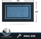 PURRUGS Dirt Trapping Door Mat 20" x 32", Non-Slip/Skid Machine Washable Entryway Rug, Shoes Scraper, Area Rug, Super Absorbent Welcome Mat for Muddy Wet Shoes and Paws, Light Blue & Navy