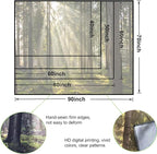 Onivein Forest Tapestry Nature Sunlight Streaming Through Green Trees Wall Hanging for Bedroom Living Room Office Decor 90 x 70 Inches
