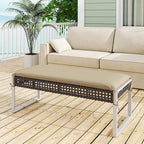 Tangkulka Outdoor Ottoman, Patio Rattan Heavy Duty Wicker Footrest with Soft Cushion & Metal Frame, Extra Seating, for Porch, Backyard, Lawn and Poolside (1)
