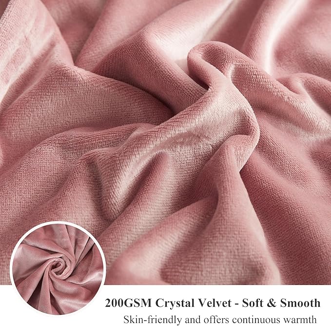 XeGe Plush Faux Fur Throw, Dusty Pink Luxurious 50x60 Shaggy Furry Blanket, Fluffy Microfiber Velvet Couch Throw, Ultra Soft Warm Fuzzy Lap Blanket for Sofa Bed Chair Car Office, Dusty Pink