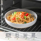 Pasta Bowls 26 OZ,Ceramic Salad Serving Bowls Set of 4,Large 8.2 inch Shallow Bowls Plates for Soup,Fruit,Noodle,Dinner,Dishwasher & Microwave Safe,White
