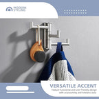 Angle Simple Swivel Towel Hook 3 Arms, SUS 304 Stainless Steel Foldable Robe Towel Hook for Bathroom, Wall Coat Holder, Brushed Nickel