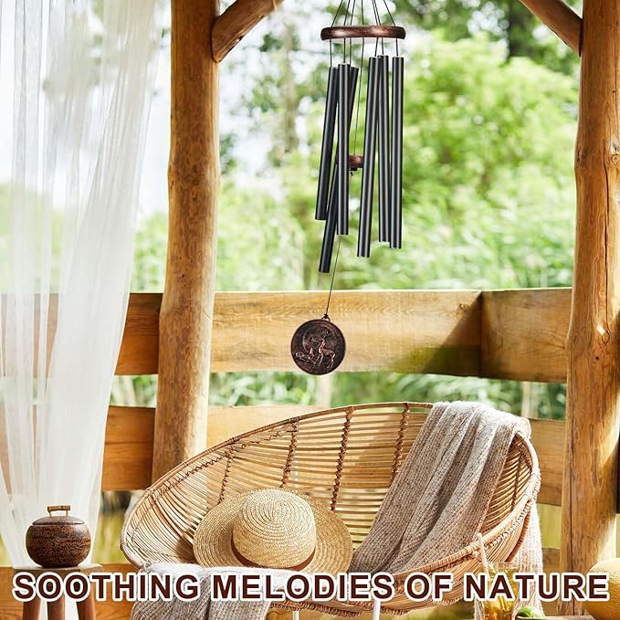 Wind Chimes for Outside, Deer Deep Tone Vintage Wind Chime Outdoor Clearance, Sympathy/Memorial/Festivals/Birthday Gift for Mom Dad Grandma, Home Garden Patio Decor (34" Deer)