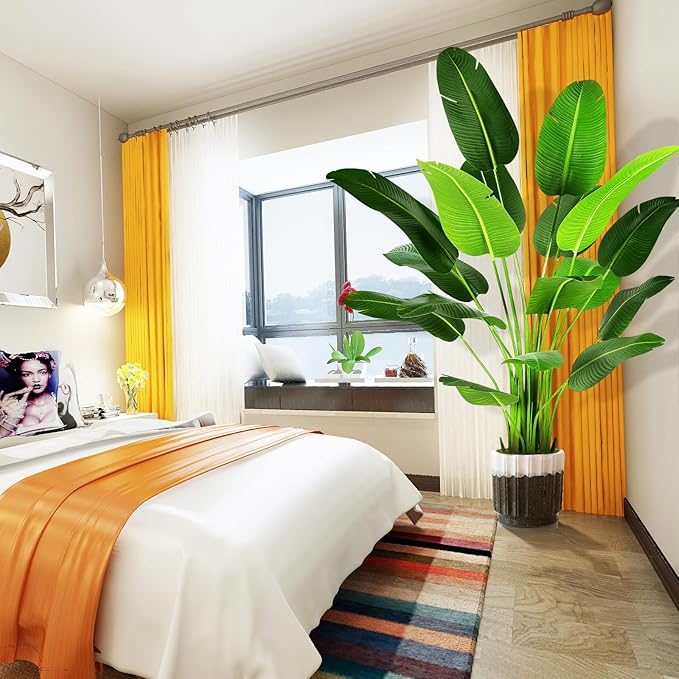 7.2ft Artificial Silk Bird of Paradise Palm Tree (85in) with 17 Trunks Faux Tree and Plastic Nursery Pot, Fake Plant for Office House Farmhouse Living Room Home Decor (Indoor/Outdoor)