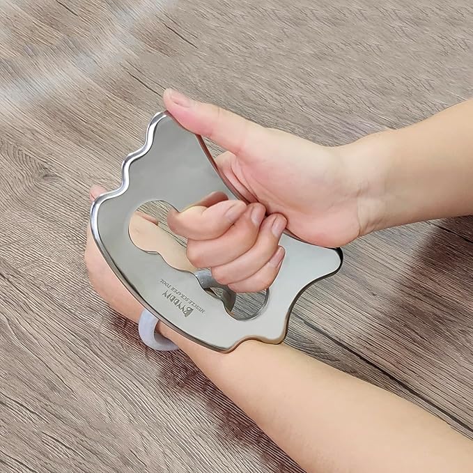 BYYDDIY Stainless Steel Massage Scraper Tool for Large Hands, Derma Edge Massage Tools,Gua Sha Scraping Tool for Physical Therapy,Muscle Scraper Tool (N)