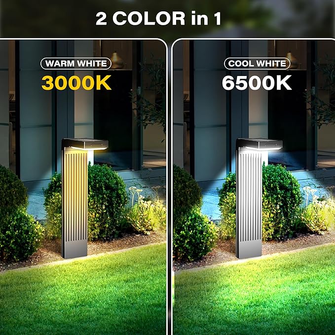 Solar Pathway Lights Outdoor 4Pack, 400LM Motion Sensor Walkway Lights with Warm/Cool White, 12H Lasting, IP65 Waterproof Solar Powered Landscape Lighting for Garden, Yard