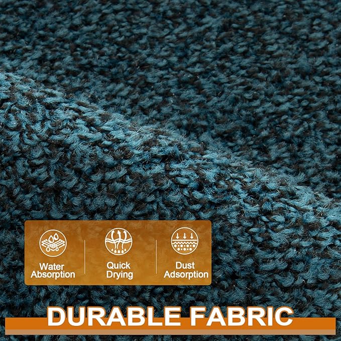 Mibao Front Door Mat, Dirt Trapper Welcome Mat for Outdoor Indoor, Non-Slip Waterproof Doormat, Durable Machine Washable Low Profile Entry Rug for Back Door Outside Patio Porch, 48" x 24", Blue