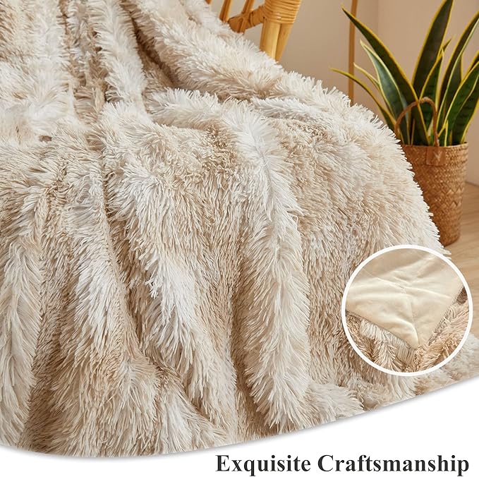 XeGe Tie Dye Plush Faux Fur Throw Blanket,Cream Soft 50x60 Shaggy Furry Blanket Throw, Fluffy Microfiber Velvet Couch Blanket, Comfy Ombre Fuzzy Lap Blanket for Bedroom Living Room Car Tie Dye Cream
