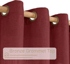 LAMIT Burgundy Red Sheer Linen Curtains 63 Inch Length, Linen Textured Light Filtering Panels Bronze Grommet Christmas Decor Drapes for Bedroom/Living Room, 2 Panels Set, 34 x 63 Inch