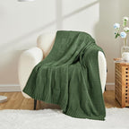 CozeCube Knit Throw Blanket,Christmas Green Checkered Bedroom Blanket for Couch,Soft Cozy Warm Knitted Blanket for Bed Sofa Living Room,Decorative Spring Fall Throw Blanket 50"X60",Christmas Green