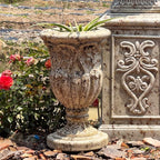 Vintage European Giant Garden Urn Planter, Decorative Cement and Fiber Flower Pot, Make Rust Finished, Wrap Foam Safely Delivered from Local Warehouse (Vintage, Large)
