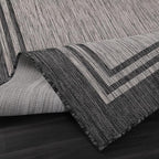 Bordered Outdoor Rug 9x12 Washable Outside Carpet for Indoor Patio Porch Waterproof Easy Cleaning Non Shedding Area Rugs Dark Gray 9 x 12