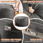 4FT Bean Bag Chair: Bean Bag with Velvet Cover, Fluffy and Comfy Bean Bag Chairs for Adults and Kids, Bean Bag Sofa Filled with High-Density Sponge for Gaming (Grey)