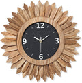 Honiway 16 Inch Wall Clocks, Rustic Wood Boho Sunburst Decorative Wall Clock Battery Operated Silent Non Ticking Farmhouse Large Wall Clocks for Living Room Kitchen Bedroom Home Decor (Rustic Brown)
