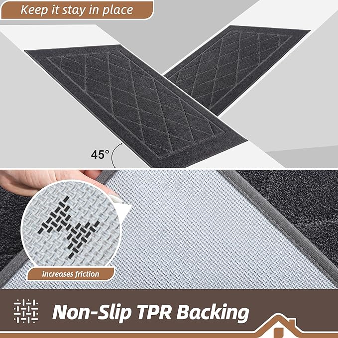 BEQHAUSE Dirt Trapper Door Mat 32" x 48", Doormat Non-Slip Entryway Rugs Washable, Dog Door Mat Stain Resistant and Absorbent Welcome Floor Mat for Front Back Door, Muddy Wet Shoes & Paws, Dark Grey
