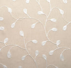 MIUCO Floral Embroidered Semi Sheer Curtains Faux Linen Grommet Window Drapes for Living Room 52 x 95 Inch 1 Pair Set, Linen