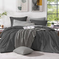 Monbix Queen Comforter Set - 7 Pieces Cationic Dyeing Dark Grey Bed in a Bag Queen Bedding Sets with Comforter, Sheets, Pillowcases & Shams, Reversible Bedding Comforters Sets