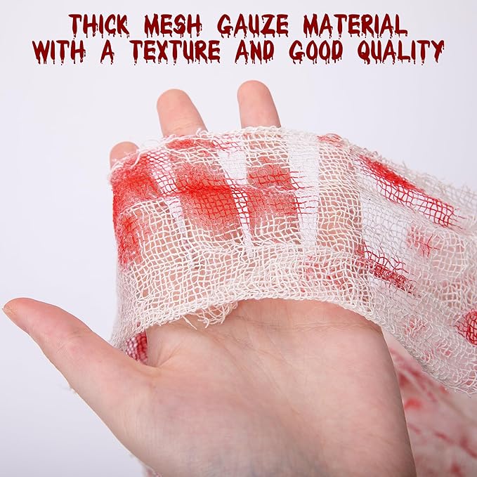 RunNico 85" x 60" 2pcs Halloween Door Curtain Decoration with Bloody Hand Prints - Bloody Doorway Curtain Halloween Creepy Cloth for Haunted House, Horror Theme Party