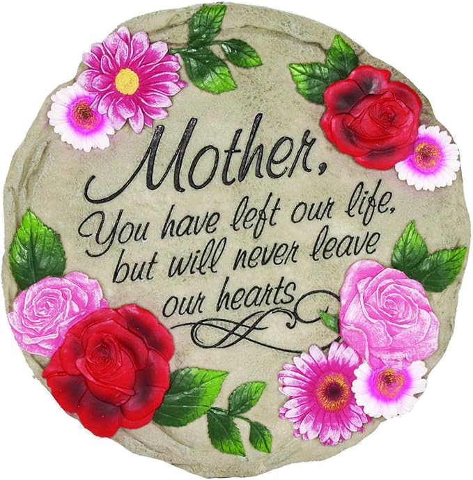 Spoontiques - Garden Decor - Mother Left Our Life but Never Hearts - Decorative Stone for Garden