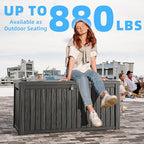 180 Gallon Deck Box,Resin Outdoor Storage Box with Lockable for Patio Furniture, Pool Accessories, Garden Tools Waterproof Outside Storage Box, Black
