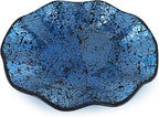 MDLUU Mosaic Centerpiece Tray, 12" Decorative Glass Plate, Home Decor Glass Bowl for Dining Room Table, Coffee Table, Gift (Turquoise)
