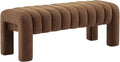 43.3" Bedroom Bench, Upholstered Entryway Bench, Modern End of Bed Ottoman with Solid Wood Legs and Adjustable Foot Pegs for Entryway, Dining Room and Living Room (Brown Boucle)