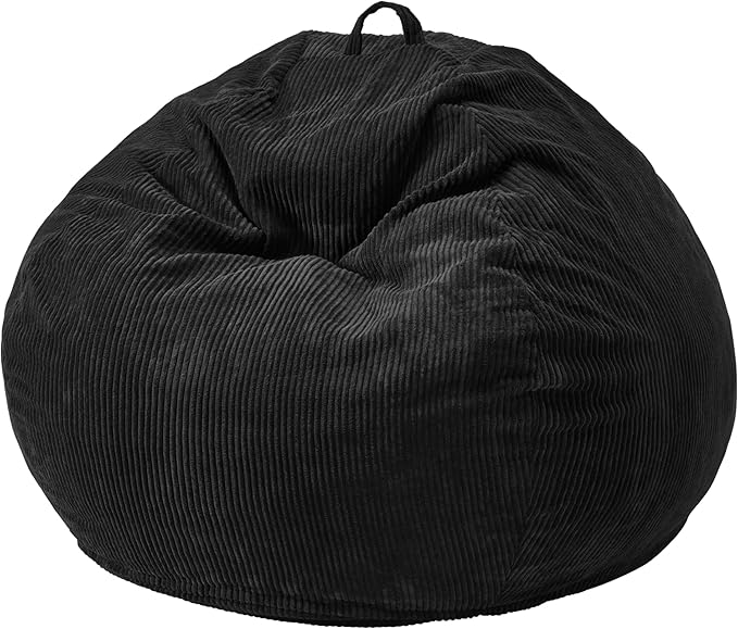 Hobestluk 4.5FT Bean Bag Chair Giant Bean Bag Chair with Filler Included Adult Bean Bag Chairs with Removable Cover for Bedroom Living Room - (Jumbo, Black)