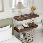 12 Inch Deep Floating Shelves for Wall | 30 Inch Floating Shelves Set of 2 | Rustic Wood Shelves for Living Room Bathroom Laundry Room Bedroom Kitchen Home Office - Rustic Brown