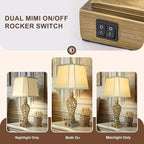 28.5'' Table Lamps Set of 2 for Living Room, Vintage Bedside Lamps with USB A+C Ports & Nightlight, Farmhouse Nightstand Lamps with Faux Silk Shade for Bedroom, Study Room, Office (LED Bulbs Included)
