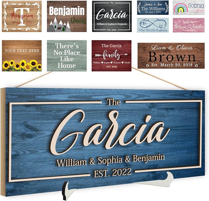 Custom Wood Sign Prsonalized Text Business 3D Home Decor, Personalized Rustic Plaque Board Hanging Wooden Name Sign for Wall Art, Customized Signs Plank Decoration Gifts for Wedding Family Farmhouse Kitchen, Rectangle