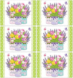Spring Placemats Set of 6 Easter Plastic Table Mats Tulip Place Mats Washable Vinyl Flower Vase Spring Table Decoration for Indoor Outdoor Party Kitchen Dining