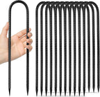 12 inches 12-Pack Trampoline Stakes Anchors High Wind Stake Heavy Duty U Hooks for Ground Lawn Garden Yard Stakes for Decorations Swing Set Shed