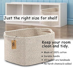COMFY-HOMI Storage Basket for Shelves, Woven Baskets for Storage, Cotton Rope Basket for Toys,Towel Baskets, Toy Storage Organizer, Storage Cube Bin, Organization and Storage-All Brown