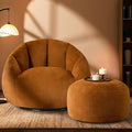 Giant Bean Bag Swivel Chair for Adults - Comfy Plush Round Shell Soft Accent Chaise Lounge Indoor Chair, Oversized Cozy Floor Sofa for Living Room, Bedroom & Game Rooms, Orange