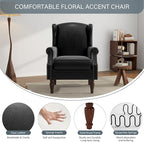 UIXE PU Leather High Back Accent Chair, Upholstered Armchair for Living Room, Retro Wingback Arm Chair Nailhead Trim Single Sofa Bedroom Reading Seat with Solid Wood Legs - Black
