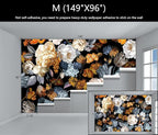 WFBHUA-Black and Gold Floral Wallpaper for Bedroom Vintage Blue Peony Flower Wall Mural (Not Peel and Stick)