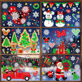 Christmas Window Clings - 9 Sheets 166 Pcs Cute Xmas Decorations for Winter Holiday Home Party, Santa Snowman Tree Snowflake Gingerbread Stickers for Glass, Double-Sided Static Window Decals
