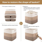 OIAHOMY 13 Kallax Inch Cube Storage Bins, 3-Pack Cotton Rope Woven Baskets for Organizing, Kallax Insert Storage Baskets for Shelves, Baby Nursery, Closet Organizer, 13*13*12.6IN, Gradient Brown