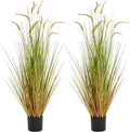 KOL Artificial 5ft 2-Pack Horsetail Reed Grass, 59in Tall Artificial Indoor Outdoor Fake Grass Plant, Home Office Décor Artificial Plants in Pot Faux Plant Greenery, Wedding Decor - Yellow