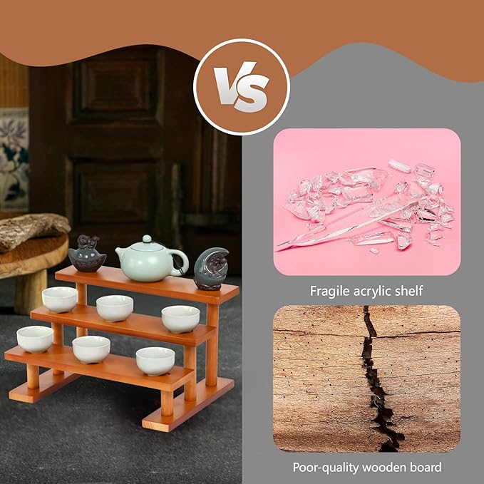 3 Tier Wooden Display Riser Stand Perfume Organizer, Dessert Table Display Set, Solid Wood Food Display Stands for Party, Bamboo Rustic Solid Wood Shelf for Cupcakes, Perfume, Cologne, Spiece