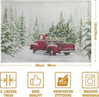 Red Truck Christmas Placemats Set of 4, 12x18 Inch Green Pine Tree Snow Xmas Table Mats Seasonal Rustic Farmhouse Linen Fabric Place Mats for Winter Holiday Party Kitchen Dining Decor