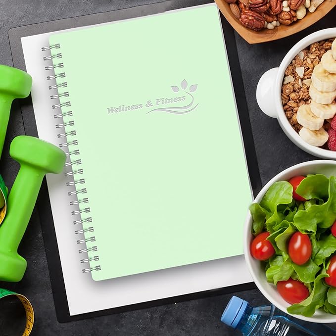 Wellness Planner & Fitness Log - Daily Diet & Health Journal with Weight Loss, Wellness Journal Notebook for Tracking Fitness, Sleep, Nutrition, Meal, Habits, A5(5.8 x 8.6 inch) (Green)